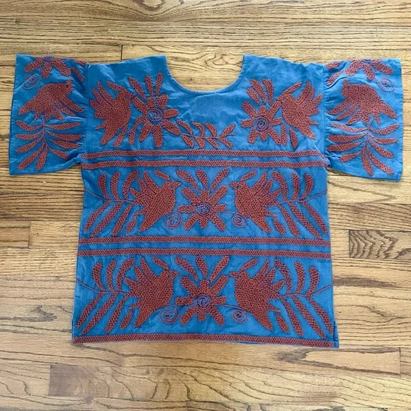 Sister Mary Luna Dee Embroidered Bird Top Grey Rust Women’s Size S/M BRAND NEW - Picture 5 of 10